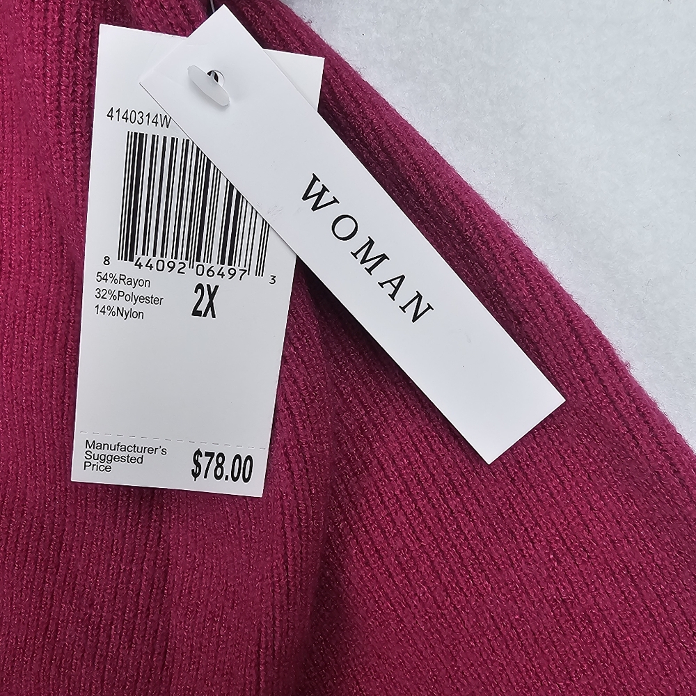 Workshop Republic NWT 2X Knit Cowl Turtle Neck Sweater Top Pink/Magenta Soft - Picture 3 of 7